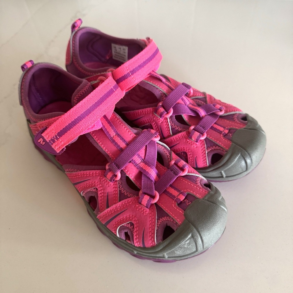 Merrell Hydro Sandals Girls 3 Pink Hook Loop Hiking Outdoors Watersports